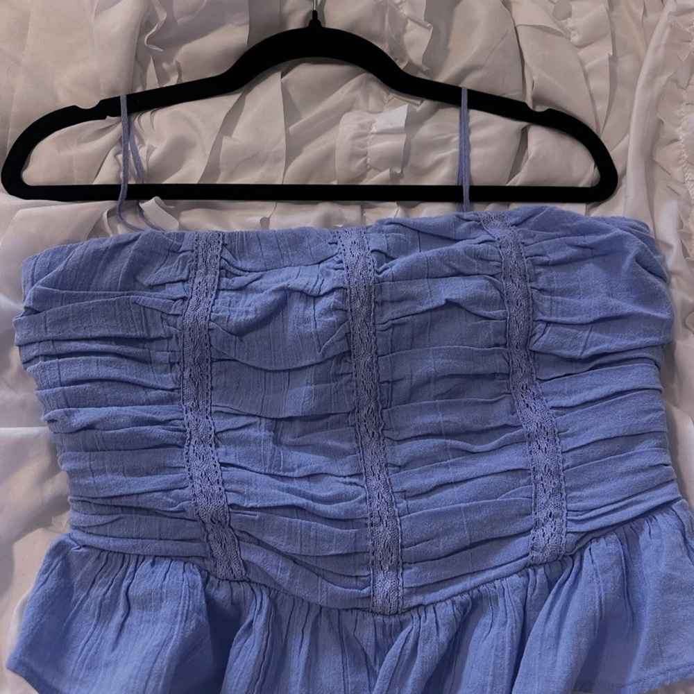 Women's Blue Ruched Top